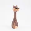 Cute Wooden and Mouse Sculpture Cat Figurines Crafts Home Decoration Children's Animal Toy Living Room Decor Ornaments