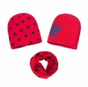 Schattige Baby Stars Print Hat Mode Kinderen 3 Stks Knit Hoed Sjaal Set Kinderen Oudoor Warm Mutsen Cap Sjaals