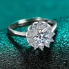 inbeaut Excellent Cut D Color Pass Diamond Test Flower Ring 925 Silver Blue Moissanite Engagement Rings for Teen Girl