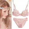 Briefs Panties Seven Exquisite Embroidery Lotus Pink Ultra-Thin Womens Sexy Transparent Lace Underwear Bra Lingerie Set L2304