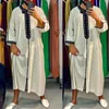 الملابس العرقية نمط عباية إسلام الرجال رداء مسلم فساتين djellaba أزياء الأزياء شريط طباعة القمصان العربية اللباس الرجال