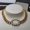 Pearl Letter Thick Chain Necklaces With Box Punk Hip Hop Jewelry Elegant Exquisite Luxury Outdoor Necklace