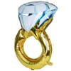 Klaster pierścionków duży pierścionek zaręczynowy balon złota niebieska impreza uroczystość miłosna walentynki ślubne zabawa