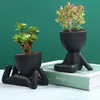 Mini-famille Flowerpot 1/5pcs être humain forme céramique mini bureau pour succulentes plante mignonne vase etas pot de fleur 210615