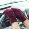 Femme mode chaud couleur unie velours gants femme coupe-vent hiver doux confortable élastique cyclisme conduite gant mitaine