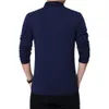 TFETTERS Autumn Mens Fashion Zipper Collar Design T-shirt Long Sleeve Cotton Tee Solid Color Business Top 210629