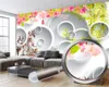 3D papel de parede quarto branco círculo delicado flores vivendo 3d papel de parede romântico flor decorativa seda 3d mural papel de parede
