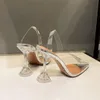 2021 Europe and the United States spring and summer fashion new shiny bow transparent diamond lady high heels