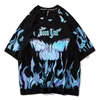 T-shirts pour hommes Hommes Hip Hop T-shirts Bleu Feu Flamme Papillon Streetwear Tshirt Harajuku Été T-shirt à manches courtes en coton Tops Tees