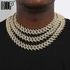 Hip Hop Bling Iced Out Out Full 19mm Męskie Thorns Bransoletka Gold Prience Cuban Link Łańcuch Naszyjnik Dla Mężczyzn Biżuteria 211124