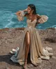 Sparkling Beach Bohemian Sexy Champagne Prom Dresses Sweetheart High Side Split Party Prom Dress Bohemian Boho Formal Party Gowns robes