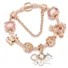 2021 nuovo braccialetto di fascino in oro rosa coccinella felice bowknot regina ape ciondolo cuore europeo perline fascino perline a nido d'ape braccialetto adatto pandora braccialetti di fascino collana