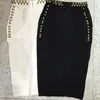 Top Quality White Black Beading Sexy Fashion Rayon Bandage Skirt Cocktail Party Bodycon Skirt 210306