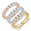 Gold/Silver/Rose Gold New Trendy Crystal Engagement Design White Color Round Cubic Zirconia Rings for Women Jewelry Rings Party Decoration