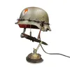 1pc War Relics Lamps Lamp Made Of Helmet And Bayonet Resin Ornaments Home Living Room Desktop Decoration Arts Crafts 211108