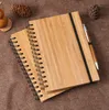 2021 Spiral Notebook Wood Bambu Skydd med penna Student Miljö Notepads Partihandelskollegier