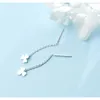 Fashion Plant Flower 925 Sterling Silver Simple Design Long Chain Drop Earrings for Women Party Vacation Jewelry 210707