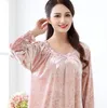 Mulher para dormir Autumn Nightgown Women Velvet Velvet Fleece Manga Longa Víro de Inverno 22 Nightdress Casual Casual Roupas