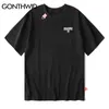 Gonthwid 자연 꽃 풍경 인쇄 Streetwear Tshirts Hip Haw Harajuku 캐주얼 탑스 티셔츠 남성 패션 짧은 소매 셔츠 210225