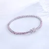 Real Solid 925 Silver Metal 1521 cm Tennis Bracelet Pave Full 3 mm Round Pink Zircon Fine Jewelry For Women4833428