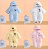 Winter Flannel Baby Girl Clothes Velvet Newborn 0-12M Romper Baby Boy Clothes Thick Long Sleeve Jumpsuit Hooded Costume Suit Thick Warm