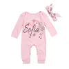 Pudcoco 2 pcs recém-nascido bebê meninas roupas coração animal manga rosa romper macacão macacão hairbits outfits letra sofia 0-24 meses g1221