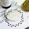Sautoirs 2022 mode noir cristal croix brin perlé colliers pour femmes accessoires corps bijoux Goth collier Godl22