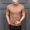 MRMT 2021 Brand New Autumn Men's T Shirtpure Color Semi-high Collar Knitting for Male Half-sleeved Sweater Tops Y0907