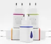 Flash Light Dual USB-portar Universal US EU: s AC Home Wall Charger Adapter Power 2.1a + 1a för Samsung Not10 S10 S9 Note9 Note8 HTC Xiaomi