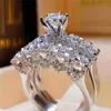 Luxury Femme Big Ring Set Fashion 925 Silver Love Bridal Promest Engagement Ring Vintage Diamond Rings For Women1701407