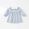 DBM16936 Dave Bella Spring Baby Girlのかわいい縞模様のドレス子供ファッションパーティードレス子供幼児ロリータ服Q0716