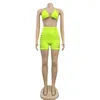 HAOYUAN Sexy Bikini Two Piece Set Women Tracksuits Lace Up Crop Top and Biker Shorts Beach Wear Outfits Swimwear Matching Sets Y0702