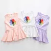 Summer 2 3 4-10 Years Children Cotton Painting Cartoon Big Floral Print Waist Drawstring Kids Girl Flower Sleeveless Dress 210529