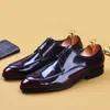 Chaussures de robe pour hommes italiennes Luxe Véritable brevet de la mode Vintage Vintage Rétro Business Business Mariage Chaussures pour hommes A110