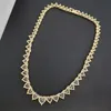 Halsketten QMHJE Kristall Rosa Stein Herz Liebe Halskette Choker Frauen Hochzeit Engagement Gold Silber Farbe Tennis Unendlichkeit Luxus Jewl214E