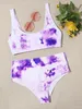 Sommar 2022 Sexig Triangel Bikini Badande Två Pieces Swimsuit Tie Dye Soft Tyg Snabb Torr Tummy Control för Women's Beach Party