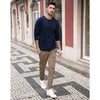 KUEGOU Cotton Spandex Spring Clothing Mens T-shirt Long Sleeve Extend Fashion Solid tshirt Patchwork Top Plus Size ZT-88066 G1229