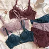 Other Panties Luxury Brand Lace Bras Underwear Women Sets Plus Size D Cup Female Transparent Bra And Panties Set Hot See Through Sexy Lingerie L2404