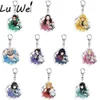 Anime Nyckelringar Demon Slayer Kimetsu Nej Yaiba Bil Tillbehör Gullig Keychain Kvinnor Väska Hängsmycke Cosplay Nyckelring för Girls Gifts J0306