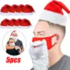 3D Christmas Decoration for Adults Kids Reusable Santa Claus Beard Mask Santa Claus Hats Unisex for Cosplay and Christmas Party