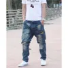 Trendy Harem Jeans Man Camouflage Patch Pocket Denim Pants Loose Baggy Cargo Pants Joggers Trousers Hip Hop Jeans Men Clothing 210622