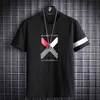 紳士服のカジュアル100％の綿の半袖夏の首の首の白い黒いTシャツトップティーオーシャス6xl 7xl 8xl 210706