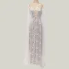 Casual Dresses Fashion Perspektiv Lace Cold Shoulder Long Dress Prom Gown Bride Women's Evening Party Vestido de Festa