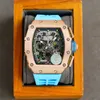 11-03 Montre de Luxe Automatic Watches wristwatch 50x40mm多機能クォーツムーブメントステンレス鋼のウォッチケースラバーストラップラグジュアリーウォッチ腕時計