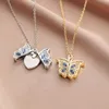 Pendant Necklaces Karopel Picture Crystal Butterfly Openable Po Box Necklace Blue Wing Memorial Gift