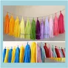 Decorative Flowers Wreaths 25Cm 10 Inch Tassels Tissue Paper Flowers Garland Banner Bunting Flag Party Deco277S