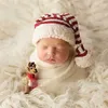 Urodzony Pography rekwizyty niemowlęta Po strzelanie kostium stroje świąteczne dla dzieci w paski czapka szydełkowa + zestaw szortów 211018