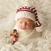 born Pography Props Infants Po Shooting Costume Christmas Outfits Baby Stripe Crochet Hat+Shorts Set 211018