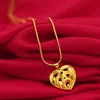 Romantic Gold Necklace Pure 14k Yellow Gold Jewelry Small Heart Chain Necklace Chocker Jewelry for Women Wedding Statement Gifts Q0531