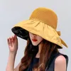 الملونة المرأة الصيف شاطئ صن هات ريزورت سفر واسعة بريم القبعات مع bowknot تزيين
